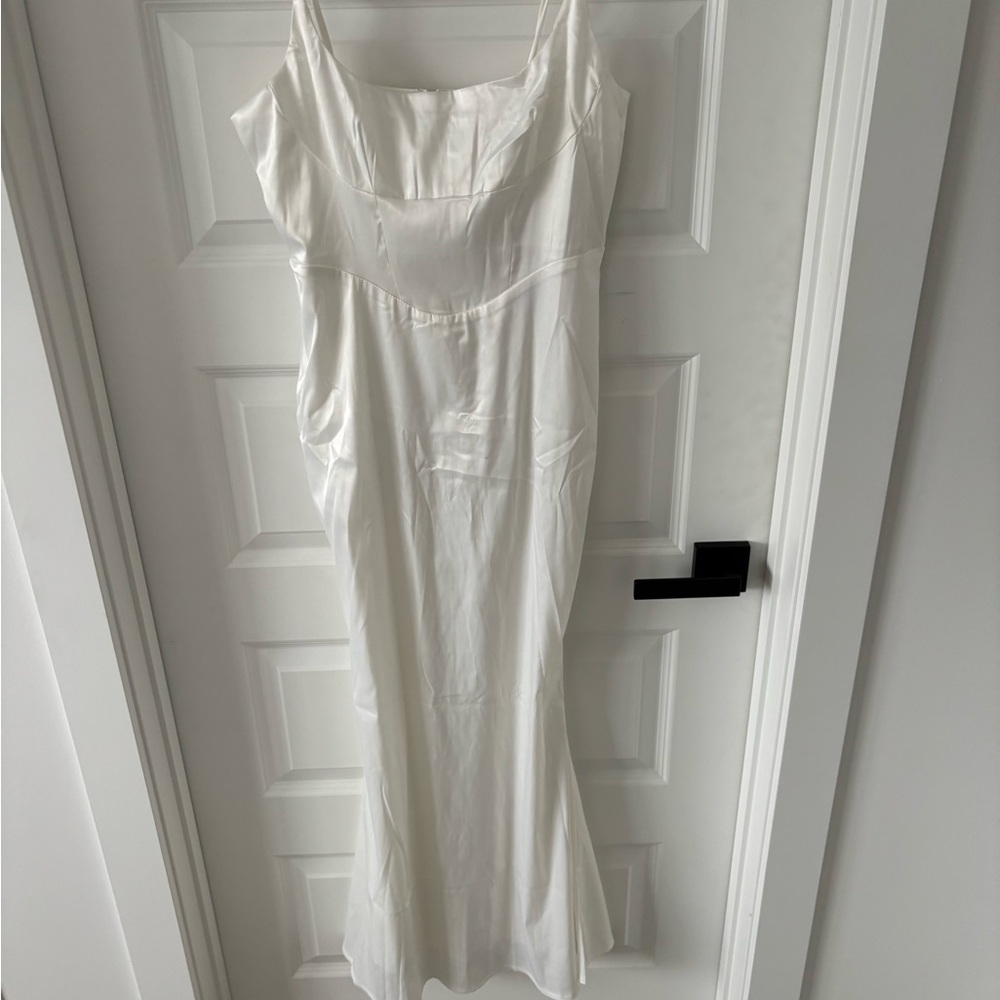 Saints + Secrets White Satin Sleeveless Dress